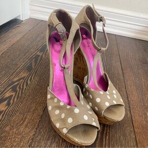 PENNY LOVES KENNY WOMENS POLKA DOT WEDGE SANDAL ACKLE STRAP Size 8M‎